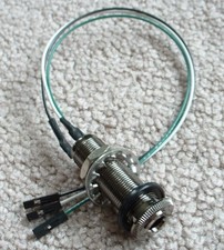 ⭐SOLDERLESS Wiring COSMO BLACK LONG BARREL JACK Green Wire 152B 151 emg Guitar picture