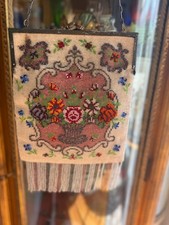 Antique 1920s Large Micro Beaded Purse 8x7 picture