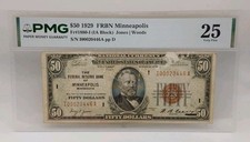 1929 $50 Federal Reserve Bank Note Minneapolis PMG Very Fine (VF) 25 Fr. 1880I picture
