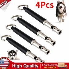 4x Dog Training WHISTLE UltraSonic Obedience Stop Barking Pet Sound Pitch Black picture