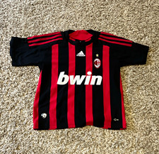 adidas AC Milan Black/Red Striped bwin Sponsor Soccer Jersey picture