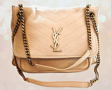 Saint Laurent Cream Quilted Chevron Shoulder Bag Gold Chain, Nikki Medium picture