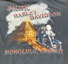 Vintage 1989 Harley Davidson 3D Emblem Shirt Pacific Honolulu Hawaii Mens Large picture