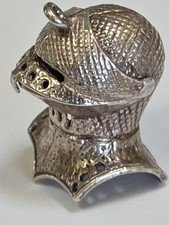Sterling Silver ~ Knight Helmet Charm ~ MOVES ~ RARE ~ Medieval Armor ~ VINTAGE picture