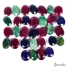 1720 Ct/32Pcs Natural Multi Color Emerald Ruby Sapphire Mix Wholesale Loose Gems picture
