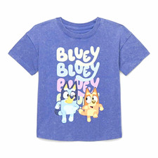 Bluey Unisex Kids 5T Blue Cotton Jersey Graphic T-Shirt Short Sleeve Crew picture