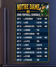 Notre Dame 2026-27 Magnetic Schedule. 4.3x7.5