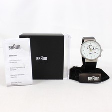 Braun BN0035 Classic Chronograph Quartz 40mm Watch with Black Leather Strap NWT picture