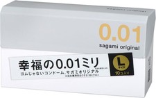 Sagami Original 001 Size L Ultra Thin 0.01 Non-Latex Condoms 10 pc - from CA picture