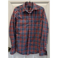 Gap Slim Fit Plaid Button Down Shirt Mens Small Red Blue Long Sleeve Pocket picture