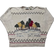 VTG Northern Reflections Knit Sweater Womens XL Novelty Cottage Granola Cabin picture