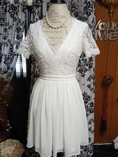 Lulus Angel  White Lace Short Sleeve Mini Formal Dress Size XS picture