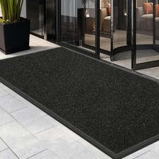 Black Heavy Duty Commercial Entrance Mat Non Slip Beveled Edge Wheelchair Rug picture