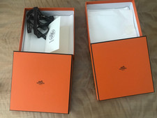 Hermes Paris Empty Box ID 1178  Orange  7.75 x 7.75 x 2  SET OF 2 picture