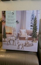 Holiday Deer Family with Trees, Set of 5, Large Gift Set  picture