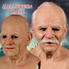 Old Man Mask Latex Halloween Cosplay Party Realistic Full Face Masks Headgear US picture