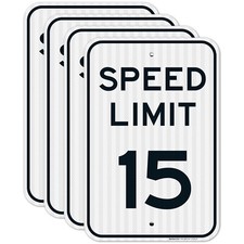 Speed Limit 15 MPH Sign, (4 Pack) 12x18 Reflective Aluminum picture