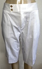 LRL Ralph Lauren The Cliffs Capri Bermuda 13” Shorts White Gold Buttons 12 NWT picture