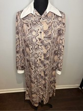 VTG 60s 70s Rontini Mod Button Down Dagger-Point Collar Dress - Size Large picture