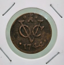 1744 Dutch Netherlands Colonial Voc Duit New York Penny ZEELAND Coin_N44 picture