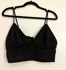 Bozzolo Women's Black Wireless Bralette Bra Spaghetti Strap Hook & Eye L B picture