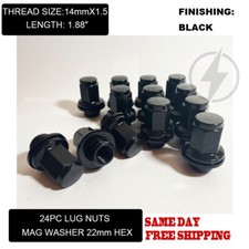 24PCS BLACK 14X1.5 NISSA FACTORY OEM MAG SEAT LUG NUTS FIT NV CARGO/TITAN XD picture