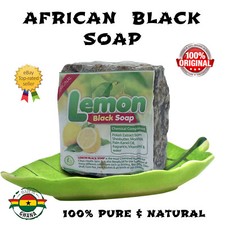 LEMON AFRICAN BLACK SOAP Organic GHANA Handmade Premium Quality CHOOSE SIZE picture