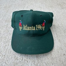 Vintage 1996 Atlanta Olympics SnapBack Hat Cap Green One Size picture