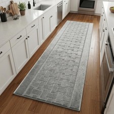 Runner Rug 14 ft, Non-Slip Washable Rug, Grey Textured Carpet for Kitchen Hal... picture