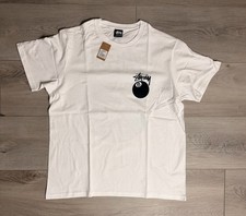 Stussy 8-Ball T-Shirt White Black Size L/Large New Men's Short Sleeve Skate Tee picture