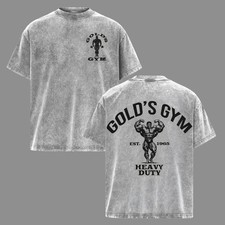 Men's Heavy Duty Gold's Gym Oversize Washed Crewneck Gym Tee - Premium Athletic picture