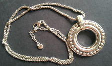 Brighton Open Circle Reversible Pendant Necklace with long Chain Pebble Look HTF picture