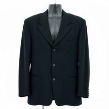 Vintage Bachrach Mens 44R Black Herringbone Wool Blazer Sport Coat Made in Italy picture