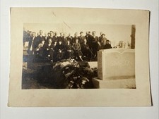 1930s Cemetery Simpson Funeral Photo Graveside Headstone Grave Mourners Vtg picture