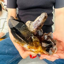 2.42LB TOP Natural black smoky Quartz Cluster Crystal vug mineral Specimen picture