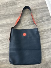 Hender Scheme Navy /Orange Trimmed Pebbled Leather Shoulder Bag Adjustable picture