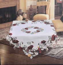 Floral Embroidered Cutwork Tablecloth Colorful  Square 35'' x 35