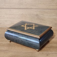 San Francisco Music Box Co Sorrento Italy Star of David Inlay Blue Wood Wooden picture