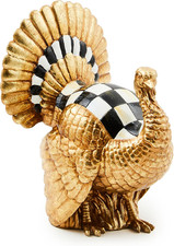 MACKENZIE-CHILDS Resin Mini Turkey Figurine, Courtly Check Gold picture