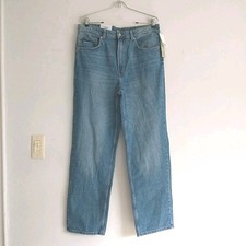 New H&M 90s Straight Ultra High Waist Jeans Womens 12 Blue Medium Wash picture