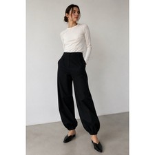 J.W. Anderson Black Cotton Cocoon Jogger Trousers Minimalist Pants Sz 8 picture