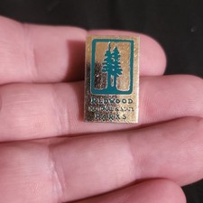Vintage Redwood National and State Parks Trees Enamel Lapel Pin Gold Green picture