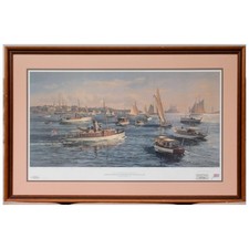 Departing for Drills & Maneuvers by Donald Demers, Signed Framed Print, 40x26 picture