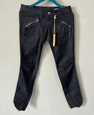 Vtg MISS SIXTY Y2K Jeans NWT Size 28 Low Rise Italian Dark Wash Biker Zipper picture