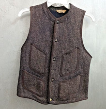 True VTG Browns Beach Cloth Jacket Snap Front Vest Wool Small Chore 40s 50s picture