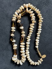 Vintage Miriam Haskell Signed Single-Strand Necklace Brown And Milky Tone picture