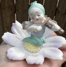 Vintage Napco October Pixie Flower of the Month Cosmos Figurine Ceramic C6948 picture