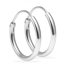 Continuous Mini Hoop Earrings 8mm 10mm 12mm 14mm 16mm Sterling Silver 925 Pair picture