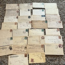 VINTAGE 1880's LOT OF 30 U.S. COVERS POSTAL CARDS ANTIQUE HANDSTAMP CANCELS picture