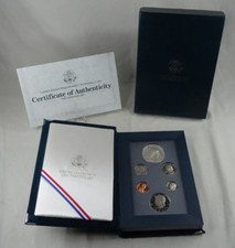 1990-S US Mint Prestige Proof Set Eisenhower Silver Dollar Box & COA 6 Coins picture